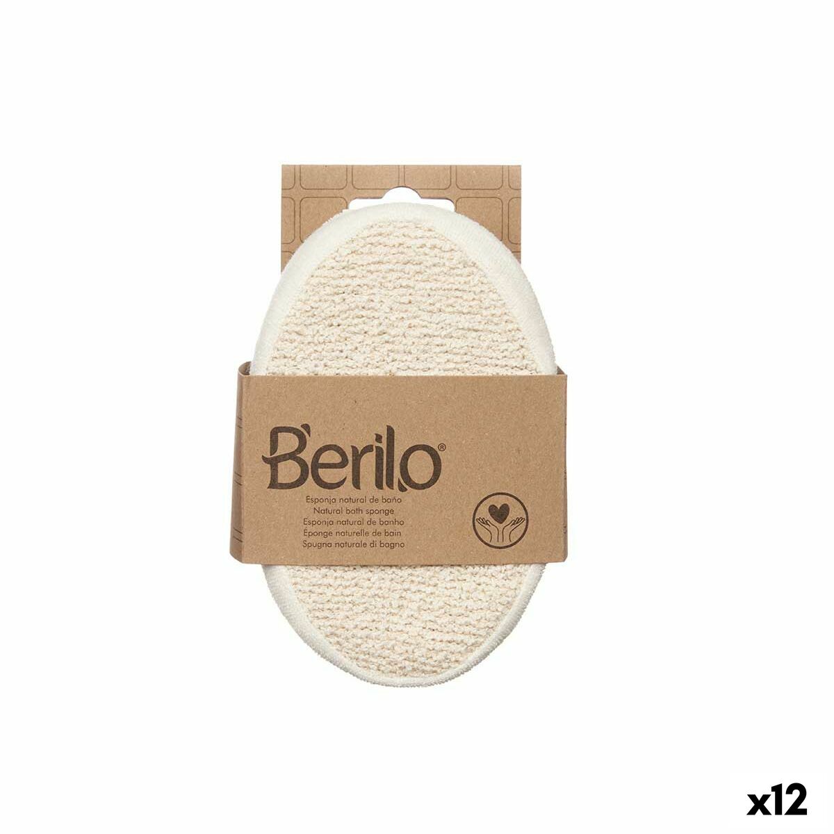 Esponja Corporal Berilo Branco Bege 15 x 5 x 10 cm (12 Unidades)