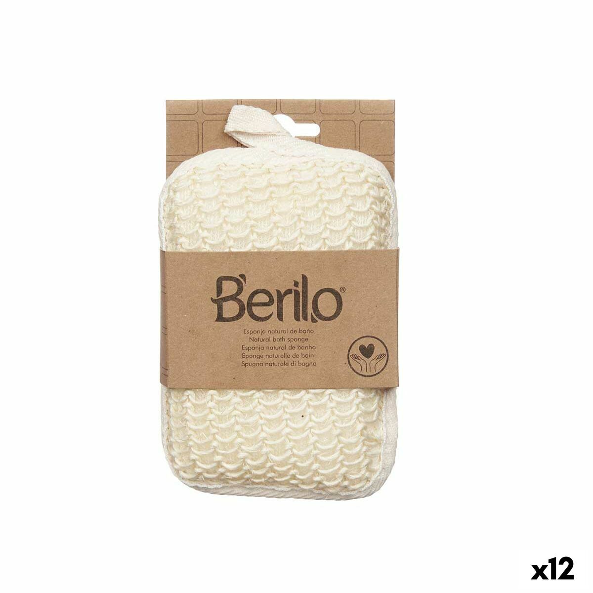 Esponja Corporal Berilo Branco Bege 11 x 16,5 x 3 cm (12 Unidades)
