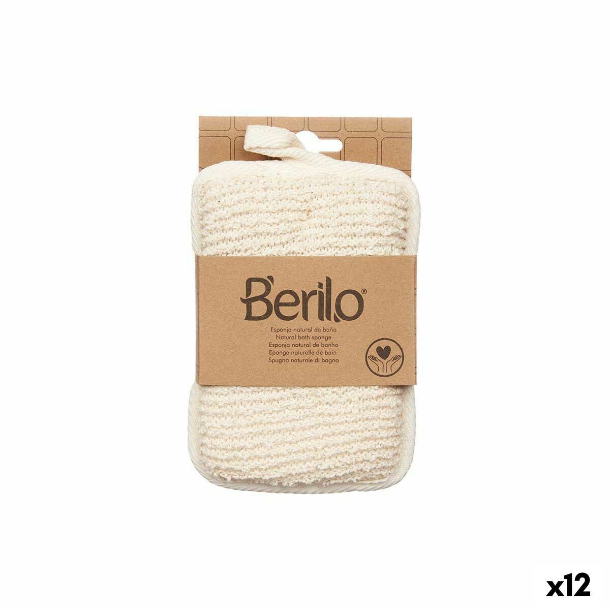 Esponja Corporal Berilo Branco Bege 11 x 16,5 x 2 cm (12 Unidades)