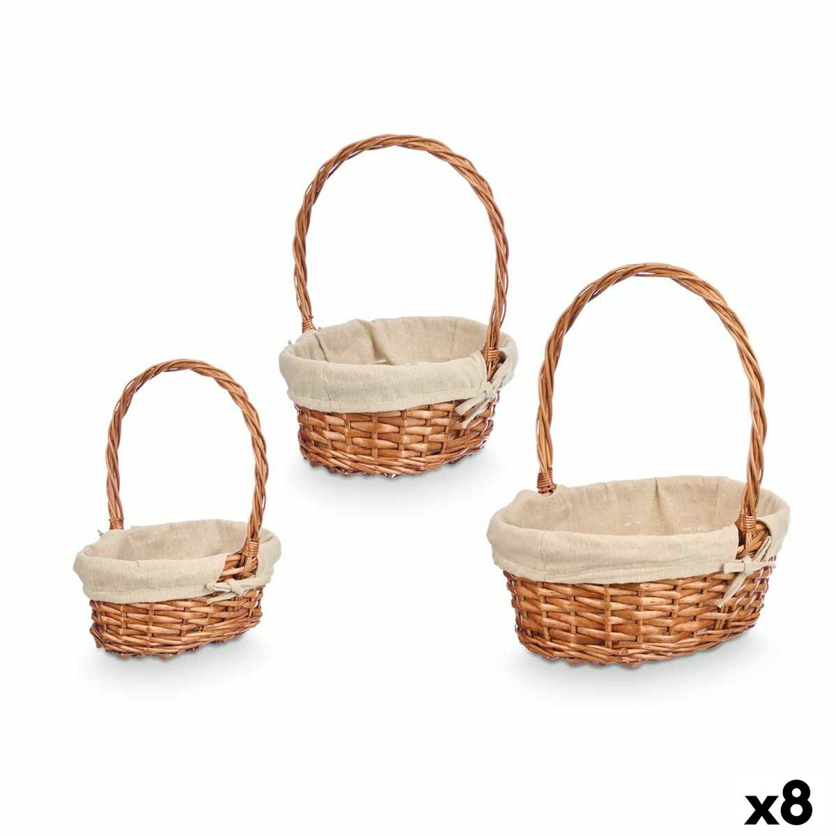 Conjunto de Cestos Kipit Poliéster vime Tecido 50 % algodão 34 x 39,5 x 30 cm 34 x 40 x 30 cm 3 Peças