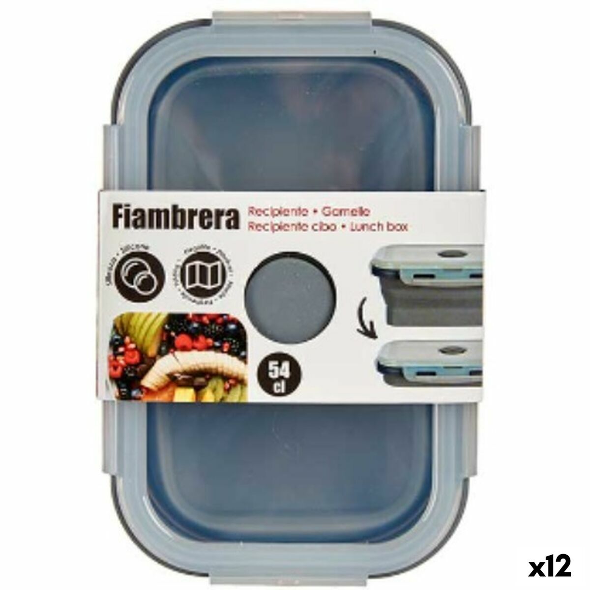 Lancheira Kinvara Cinzento Transparente ABS 540 ml (12 Unidades)