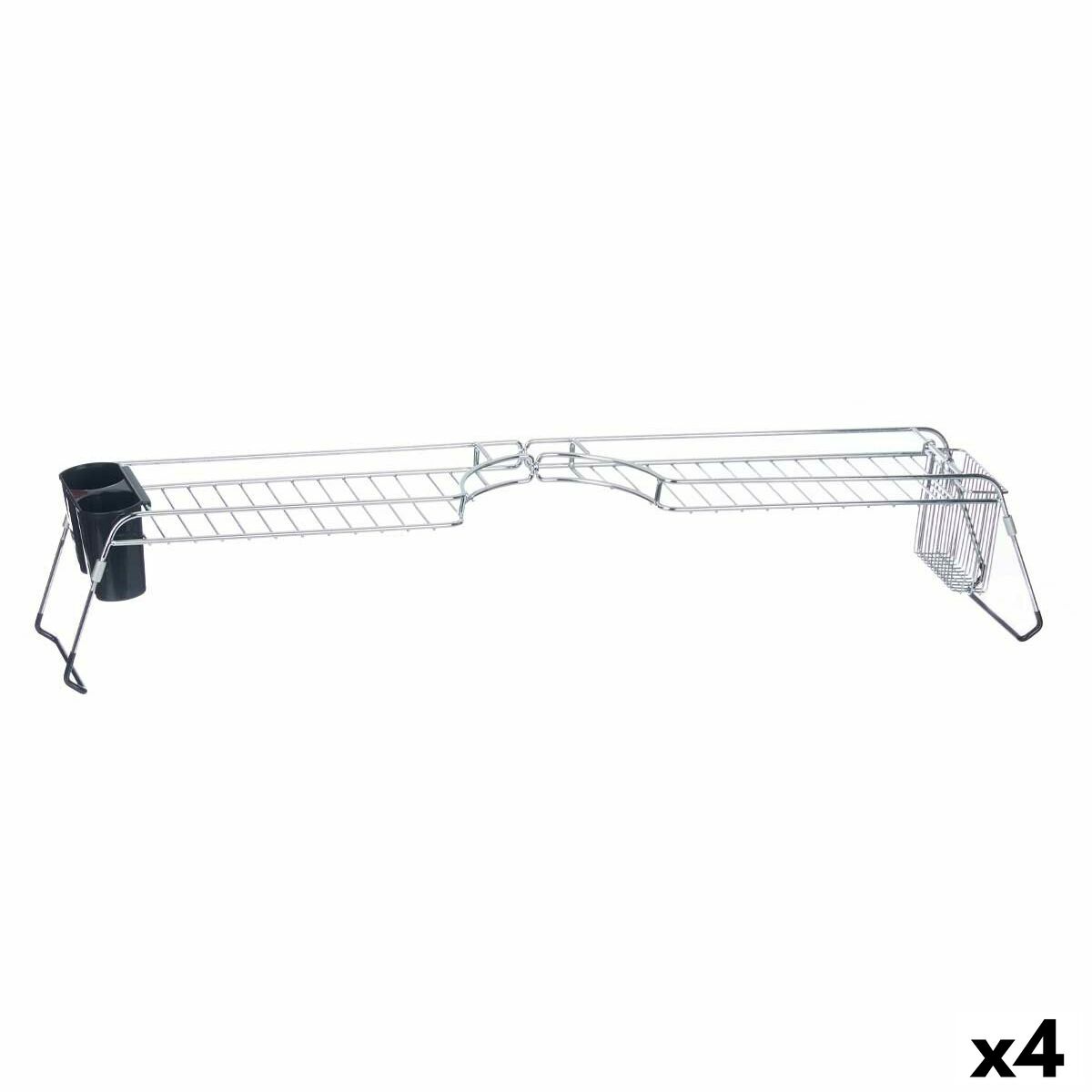 Escorredor de loiça Extensível para Lava-loiça Kinvara Preto Prateado 44 x 11 x 16 cm (4 Unidades)