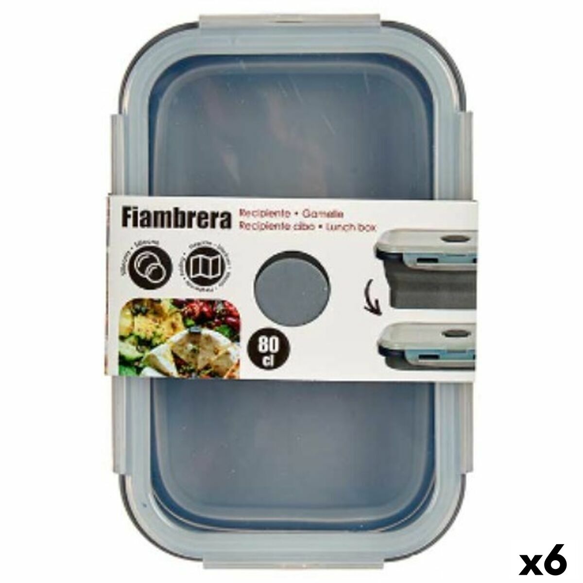 Lancheira Kinvara Cinzento Transparente ABS 800 ml (6 Unidades)