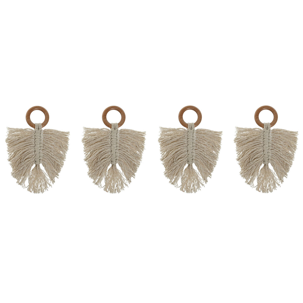 Argola de guardanapo Home ESPRIT Natural Acácia Macramé 13 x 1 x 18 cm 4 Peças