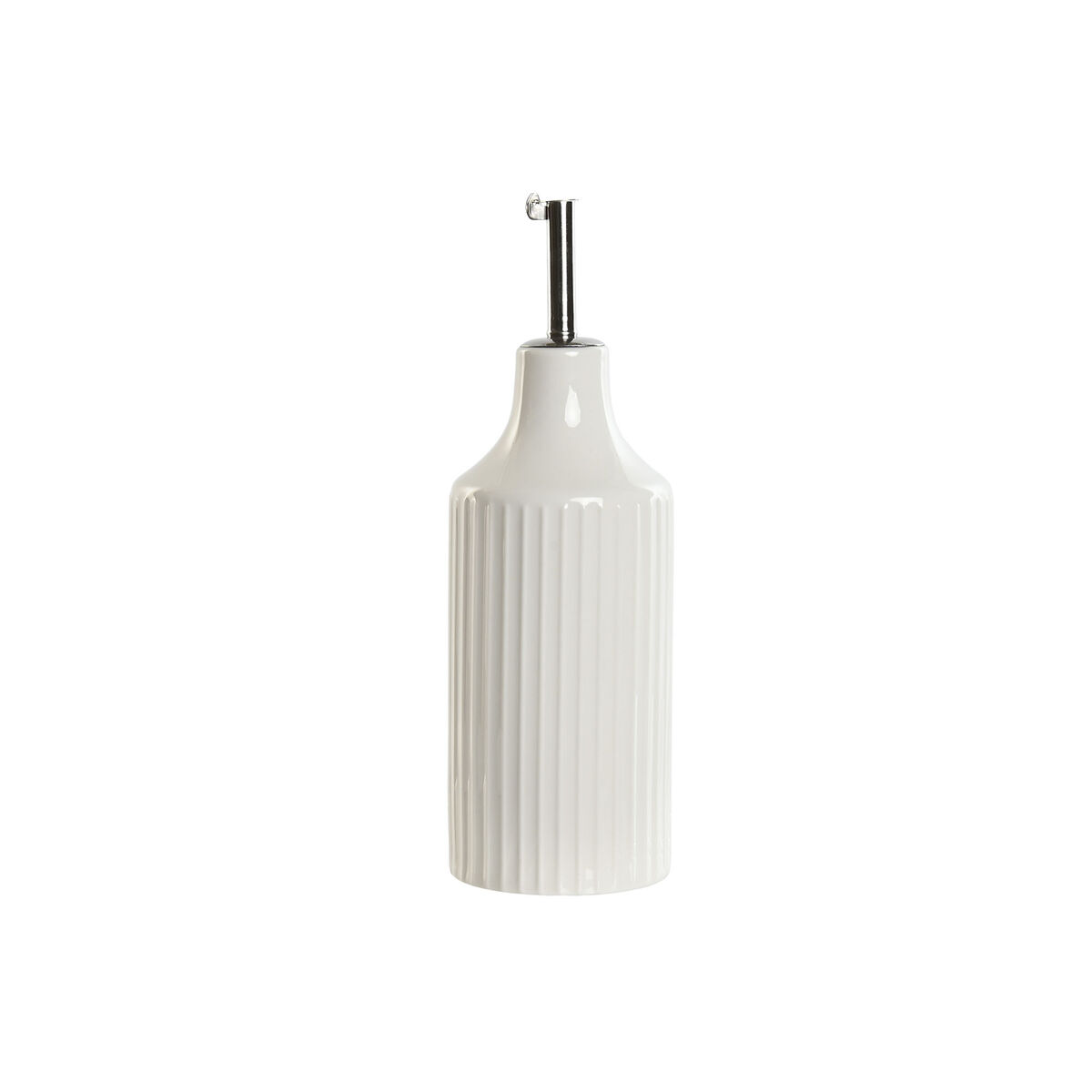 Galheteiro Home ESPRIT Branco Prateado Aço inoxidável Porcelana Urbana 350 ml 7 x 7 x 22 cm