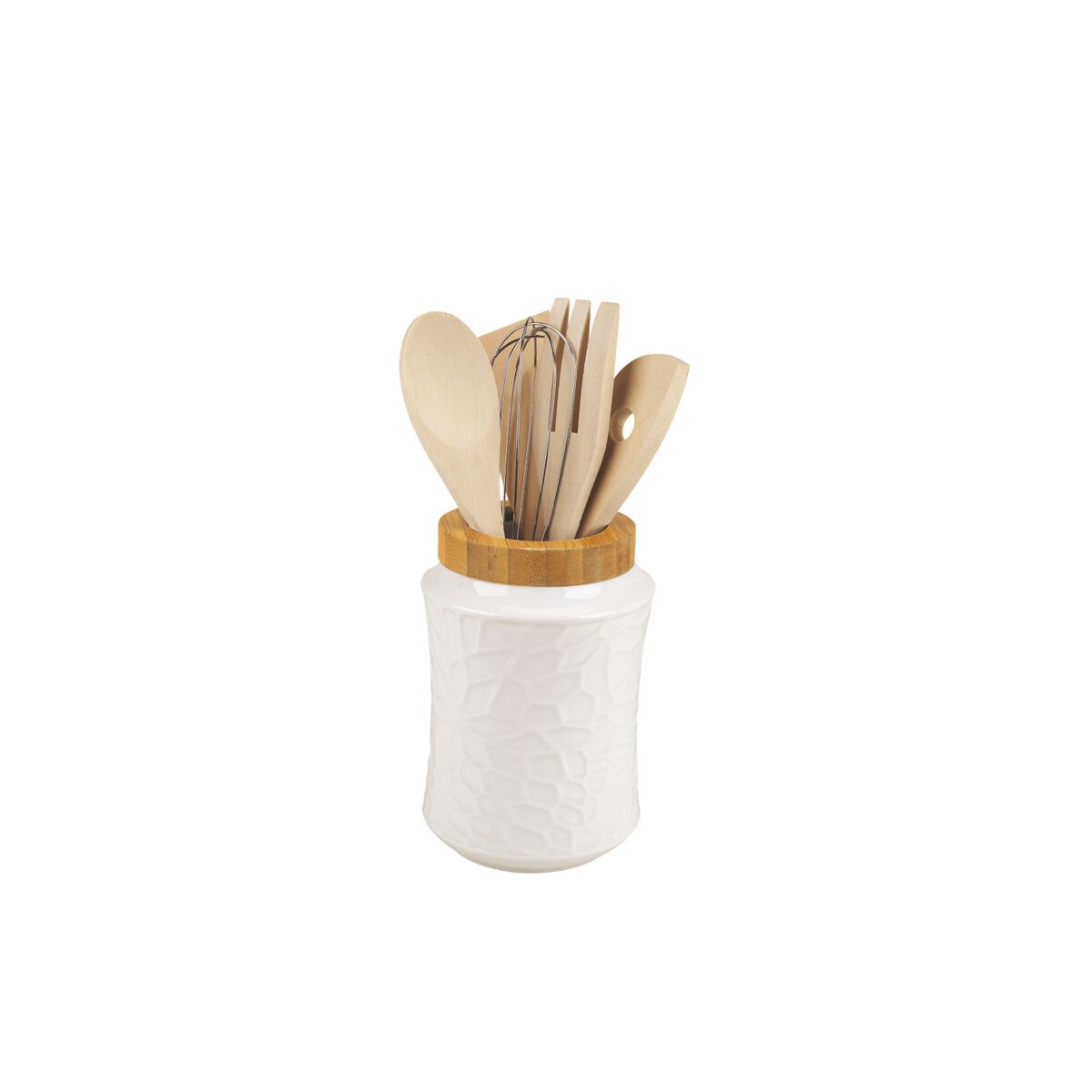 Recipiente para Utensílios de Cozinha Home ESPRIT Bambu Porcelana 6 Peças