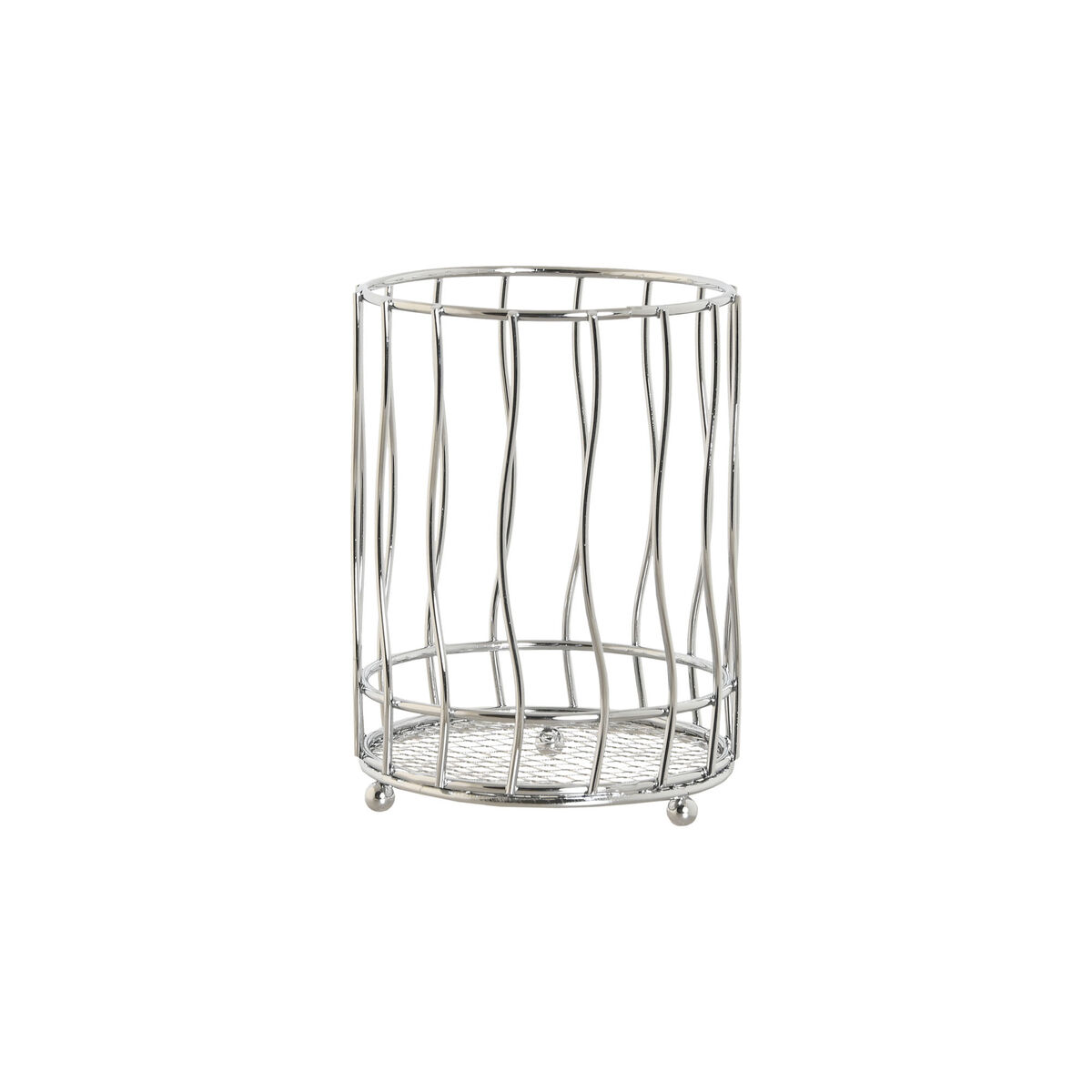 Cesto para talheres Home ESPRIT Prateado Metal 11.5 x 11.5 x 15.5 cm