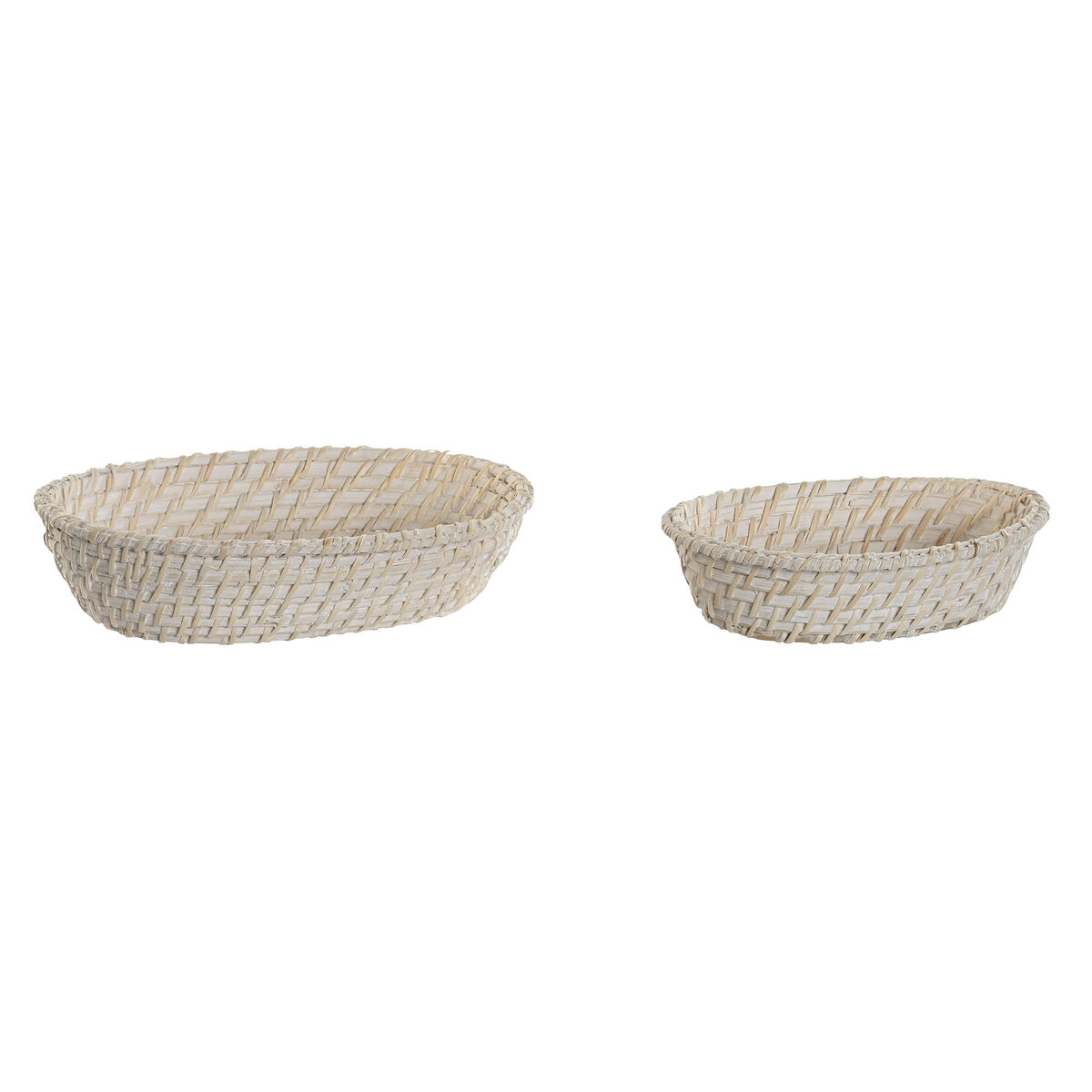 Conjunto de Cestas Home ESPRIT Branco Natural Bambu Rotim 29 x 22 x 7 cm
