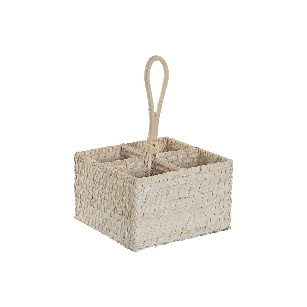 Cesto para talheres Home ESPRIT Branco Natural Bambu 19 x 19 x 27 cm