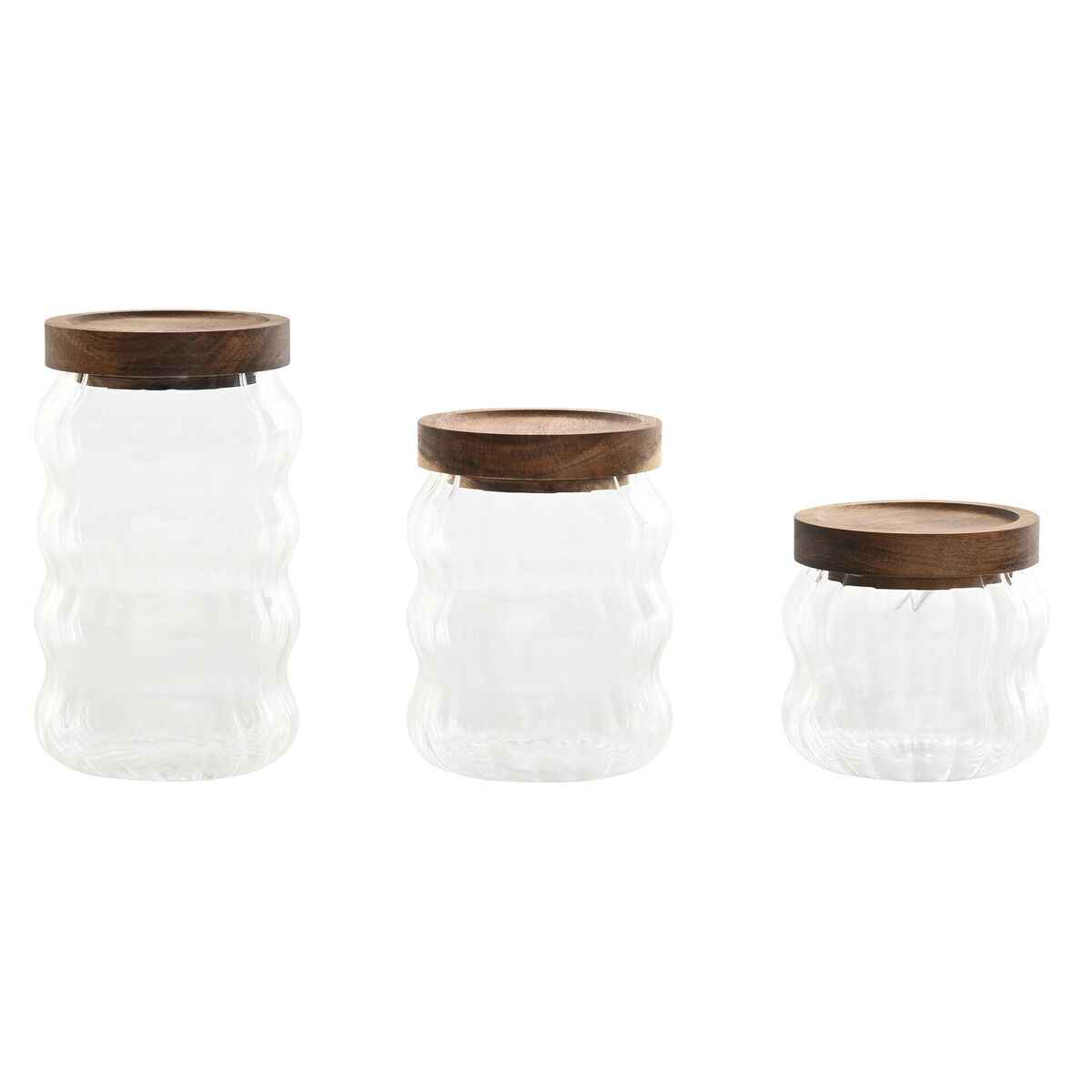 Conjunto de 3 Potes Home ESPRIT Transparente Natural 550 ml 750 ml 3 Peças