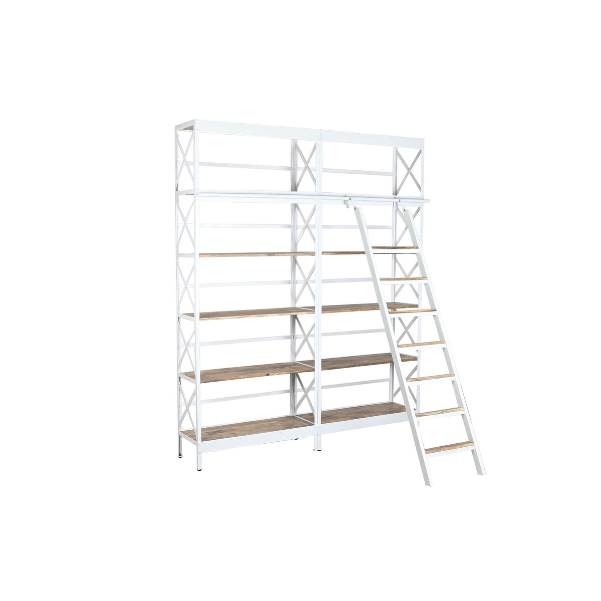 Estantes Home ESPRIT Branco Natural Metal Madeira de mangueira 180 x 35 x 220 cm