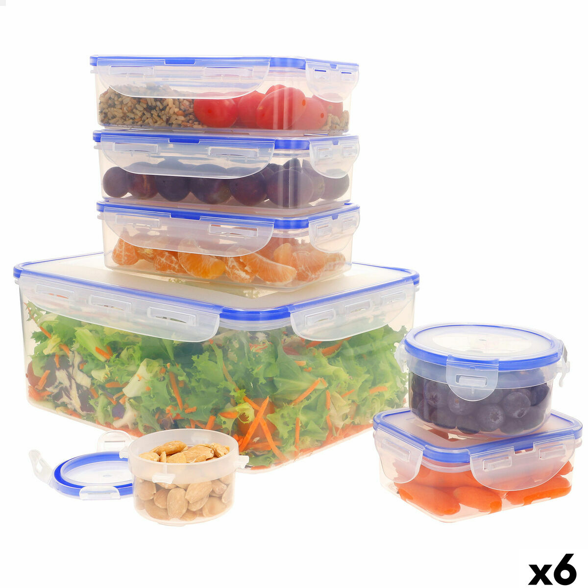 Conjunto de Recipientes de Cozinha Herméticos Empilháveis Max Home 29 x 12 x 20 cm 6 Unidades