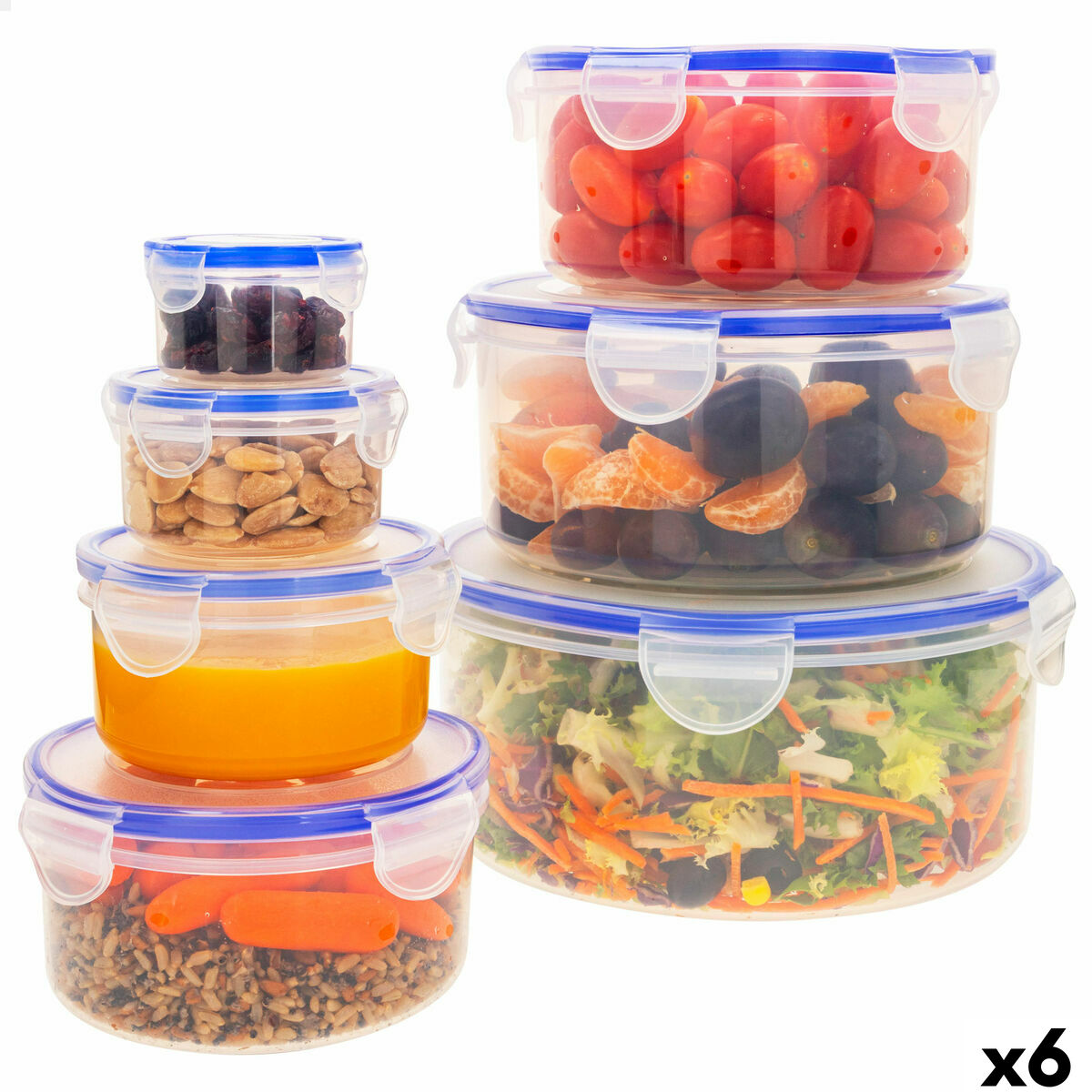 Conjunto de Recipientes de Cozinha Herméticos Empilháveis Max Home 23 x 11 x 23 cm 6 Unidades