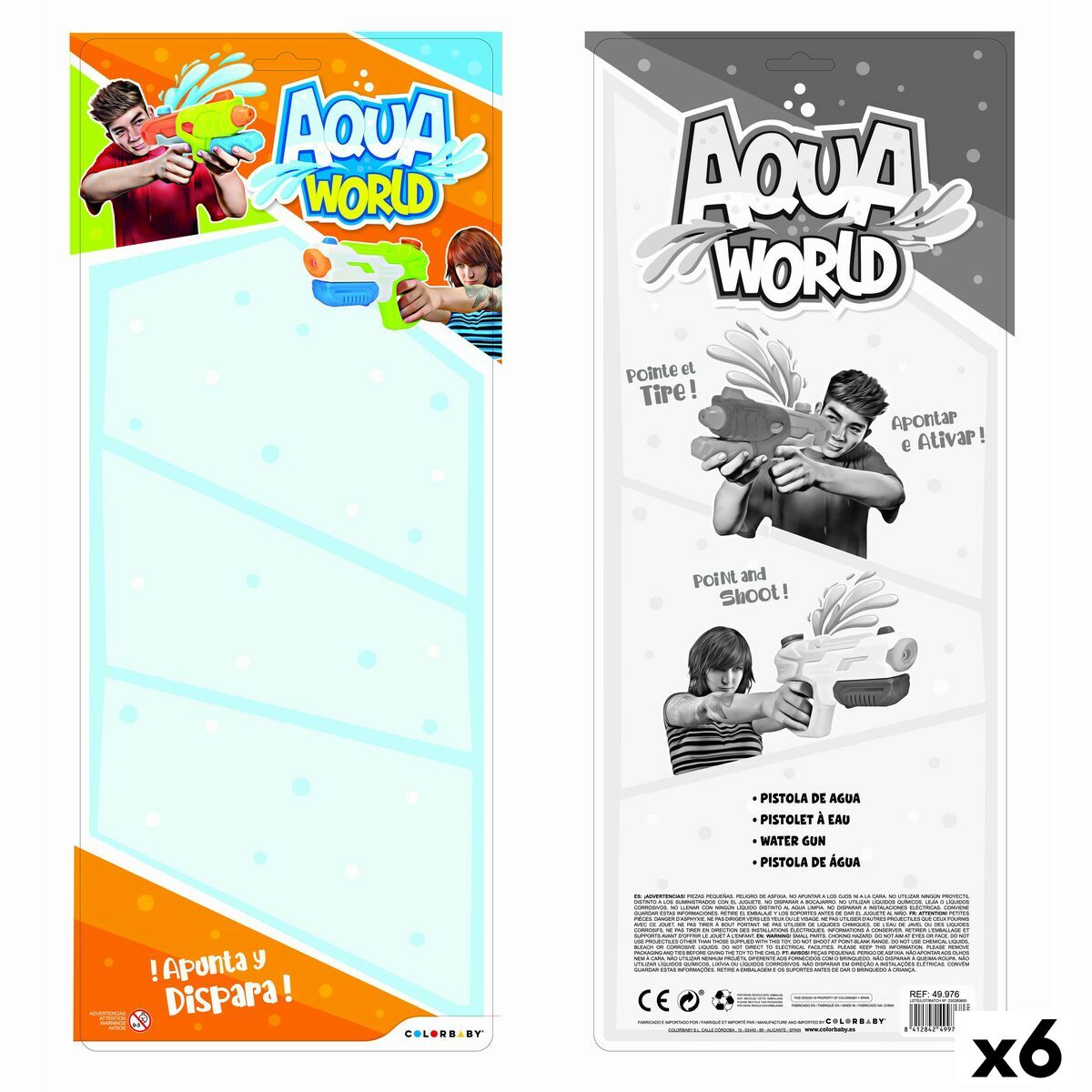 Pistola de Água Colorbaby 37,5 x 20 x 5 cm (6 Unidades)