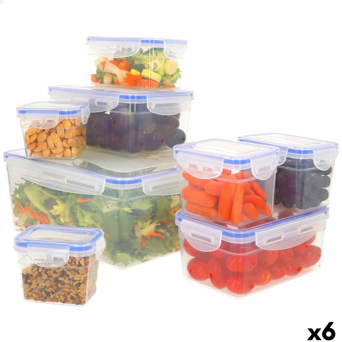 Conjunto de Recipientes de Cozinha Herméticos Empilháveis Max Home 27 x 12 x 20 cm 6 Unidades