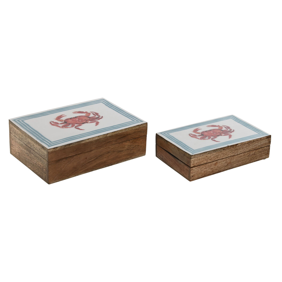 Guarda-Joias Home ESPRIT Multicolor Madeira de mangueira 25 x 17,5 x 8 cm (2 Unidades)