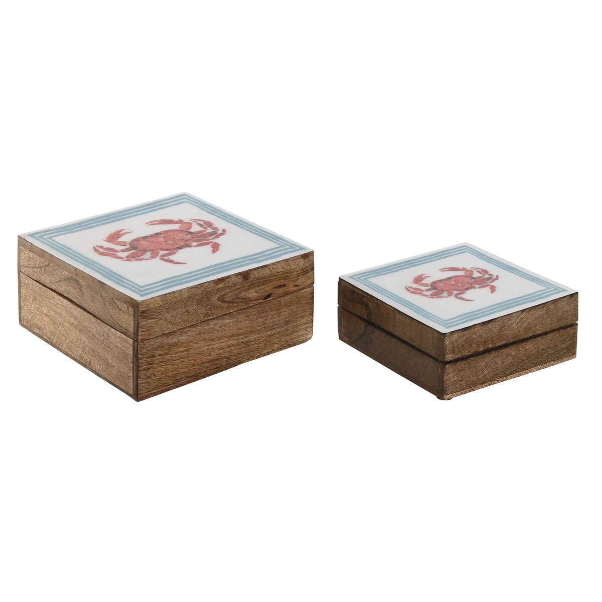 Guarda-Joias Home ESPRIT Multicolor Madeira de mangueira 17,5 x 17,5 x 8 cm (2 Unidades)