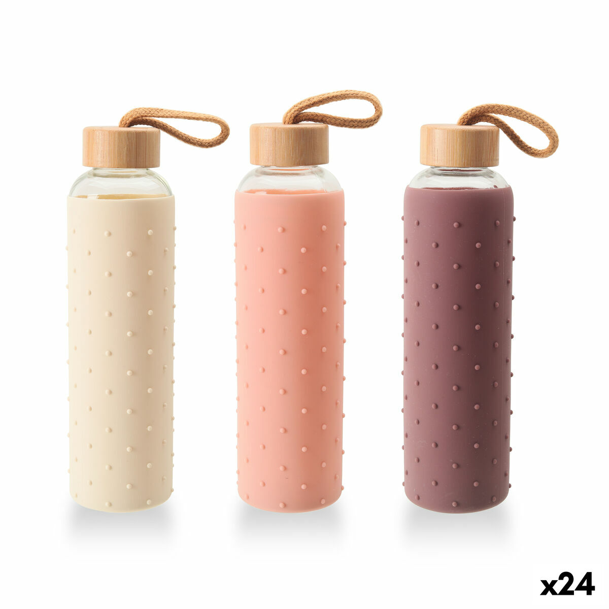 Garrafa de água Bewinner Vidro Silicone 600 ml (24 Unidades)