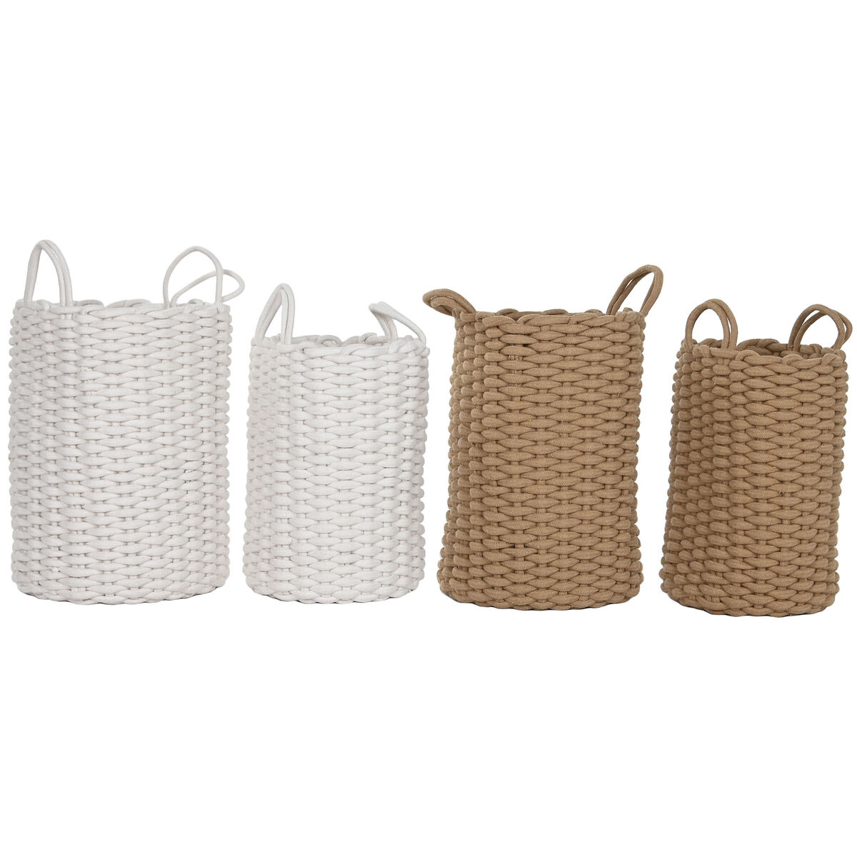 Conjunto de Cestas Home ESPRIT Branco Bege Corda 30 x 30 x 43 cm 2 Peças (2 Unidades)