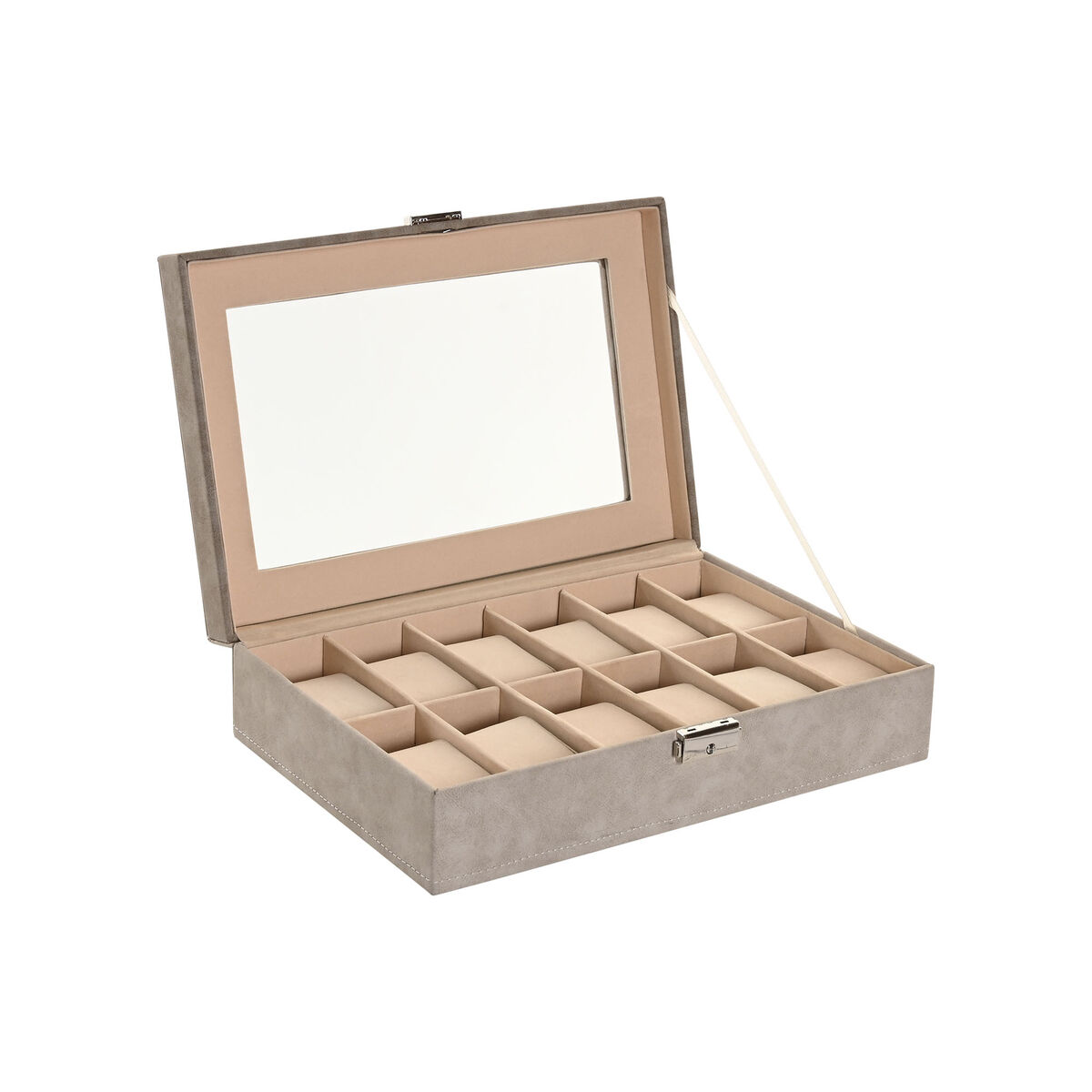 Guarda-Joias Home ESPRIT Cinzento Cinzento escuro Poliuretano Madeira MDF 29,5 x 20 x 8 cm