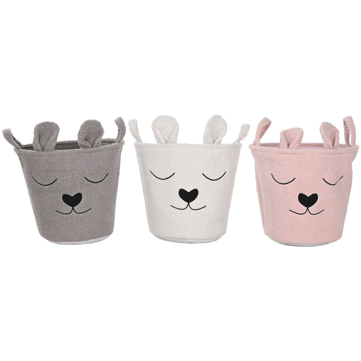 Cesta Decorativa Home ESPRIT Castanho Bege Cor de Rosa 35 x 35 x 41 cm (3 Unidades)
