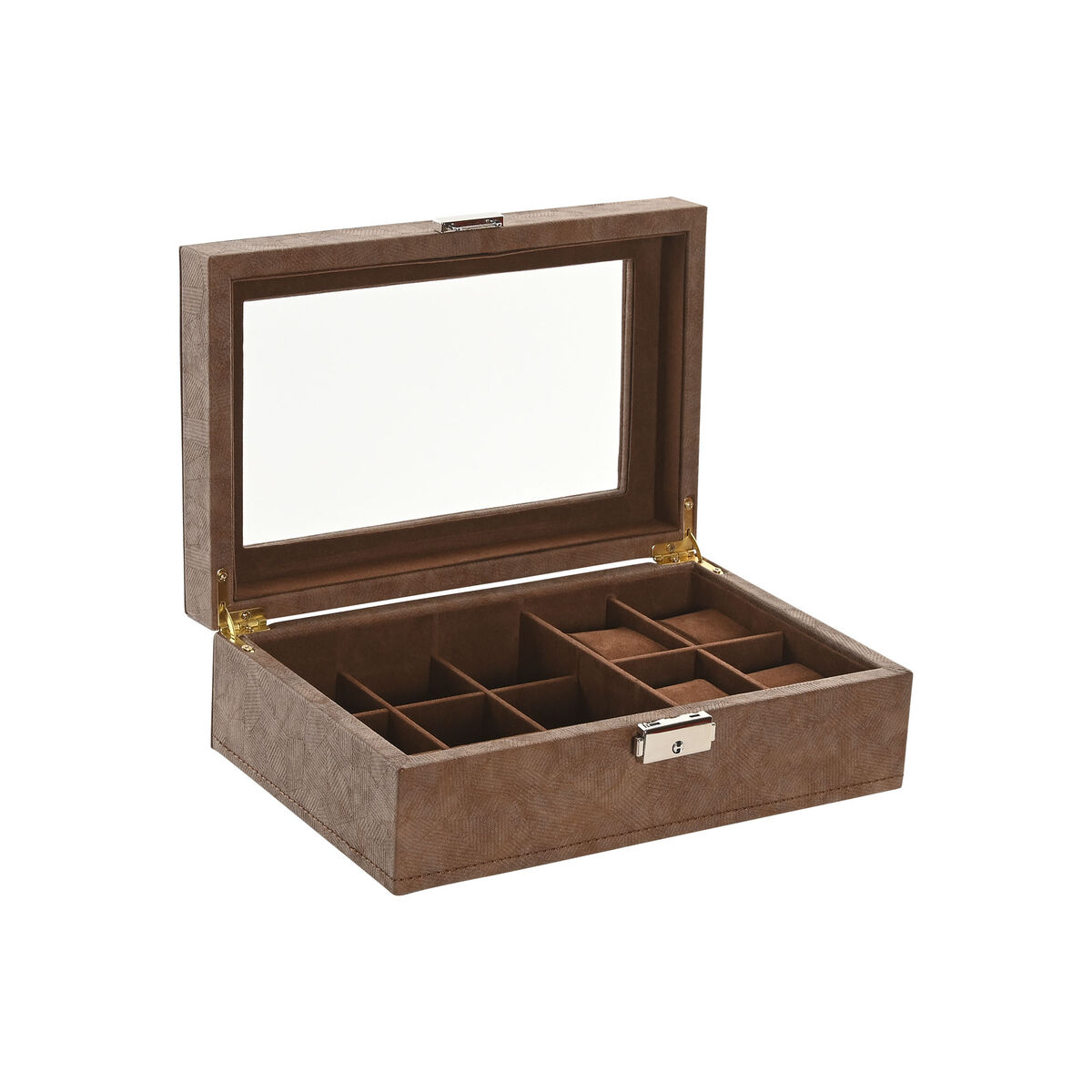 Guarda-Joias Home ESPRIT Castanho Poliuretano Cristal Madeira MDF 25 X 16,5 X 8,5 CM