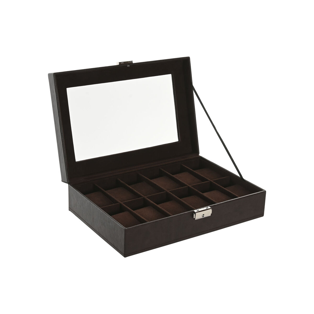 Guarda-Joias Home ESPRIT Catanho escuro Poliuretano Cristal Aço Madeira MDF 30 x 20 x 8 cm