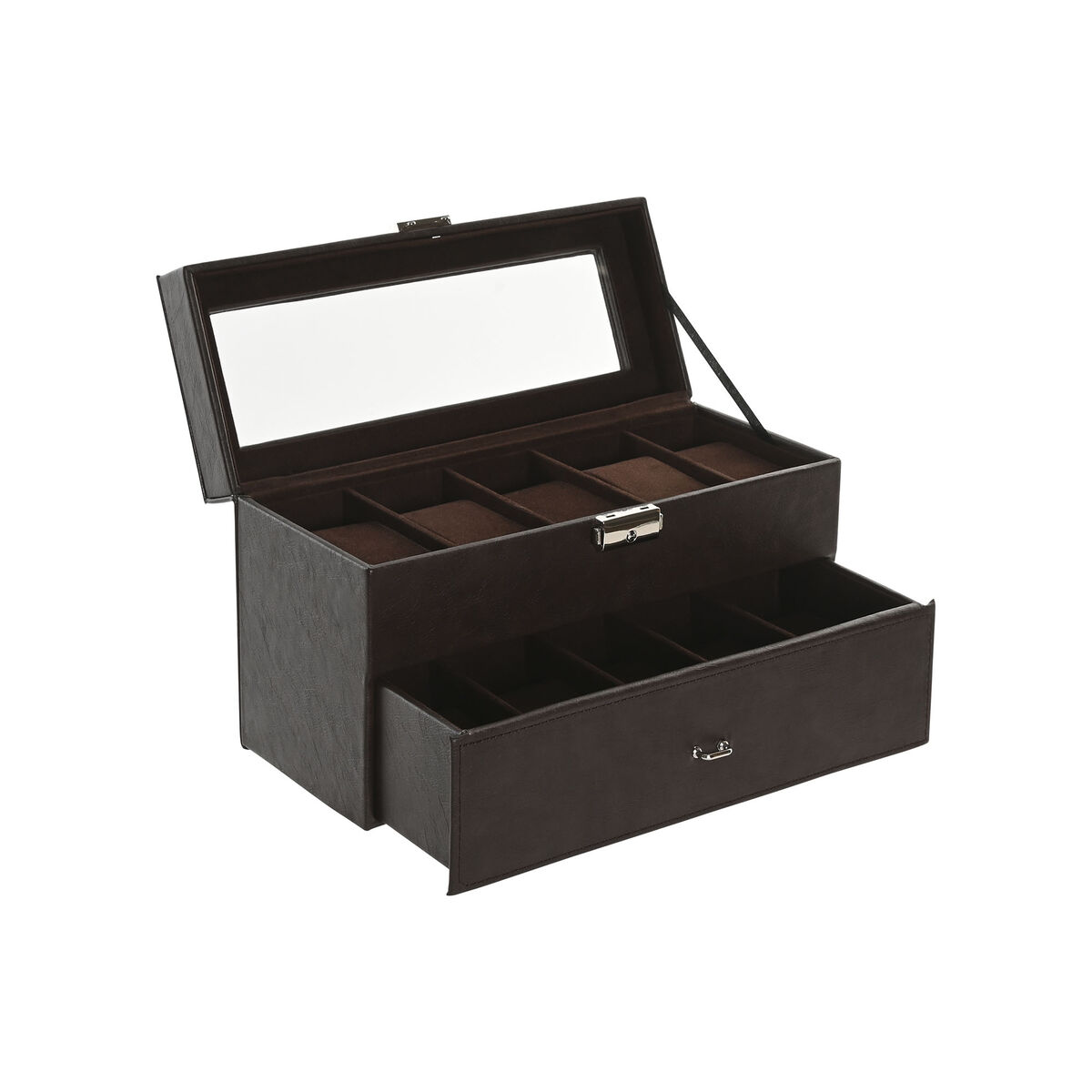 Guarda-Joias Home ESPRIT Castanho Poliuretano Cristal Madeira MDF 27,5 x 11 x 15 cm