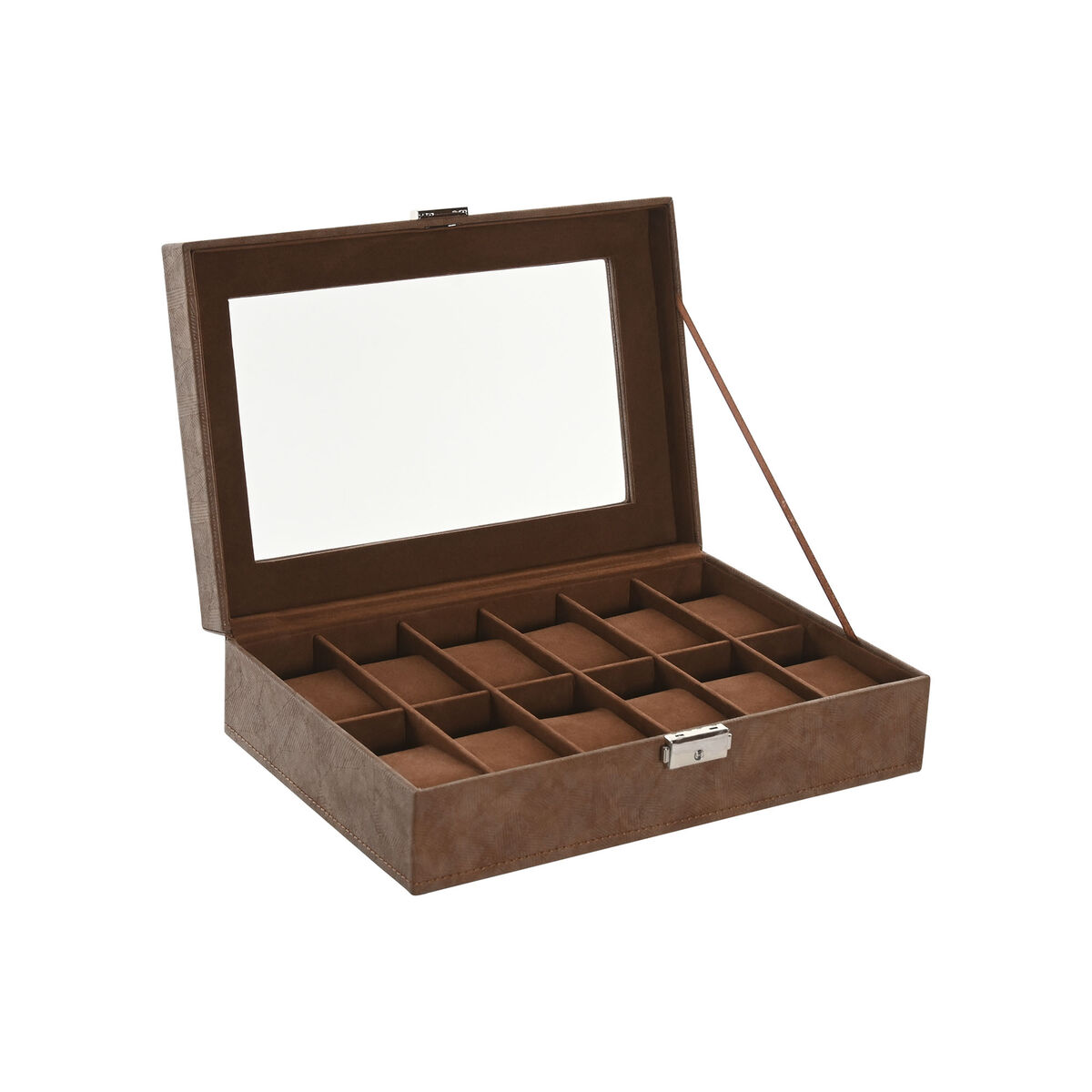 Guarda-Joias Home ESPRIT Castanho Poliuretano Cristal Madeira MDF 30 x 20 x 8 cm