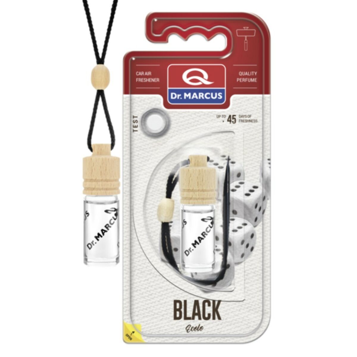 Ambientador Para Automóveis Dr Marcus Ecolo black 4,5 ml Madeira Cristal Fragância Colar 4 Peças