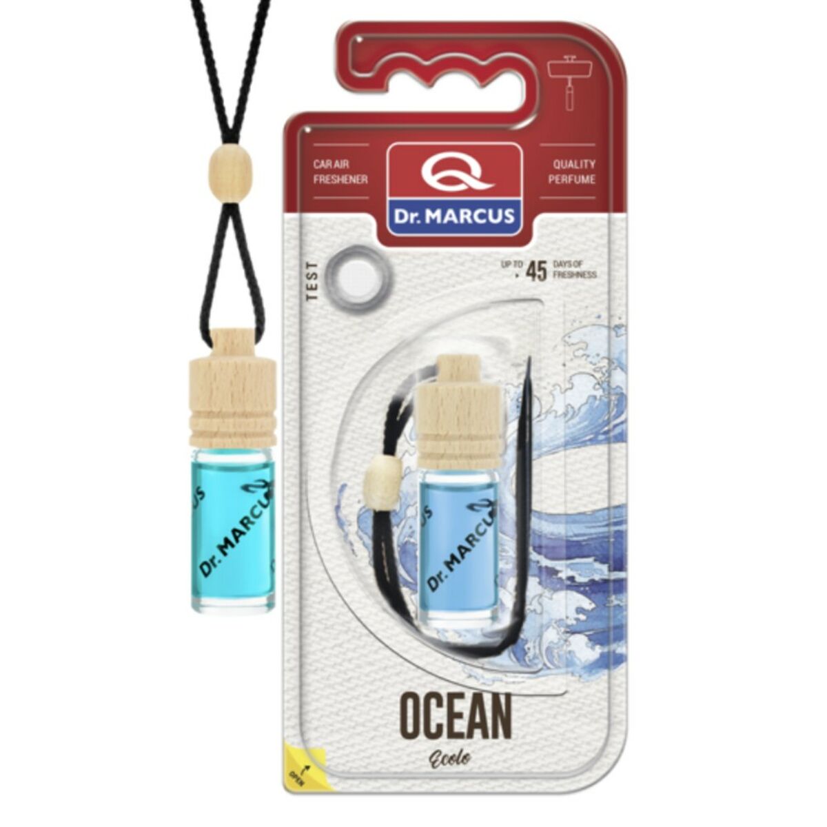 Ambientador Para Automóveis Dr Marcus Ecolo Ocean 4,5 ml Madeira Cristal Fragância Colar 4 Peças