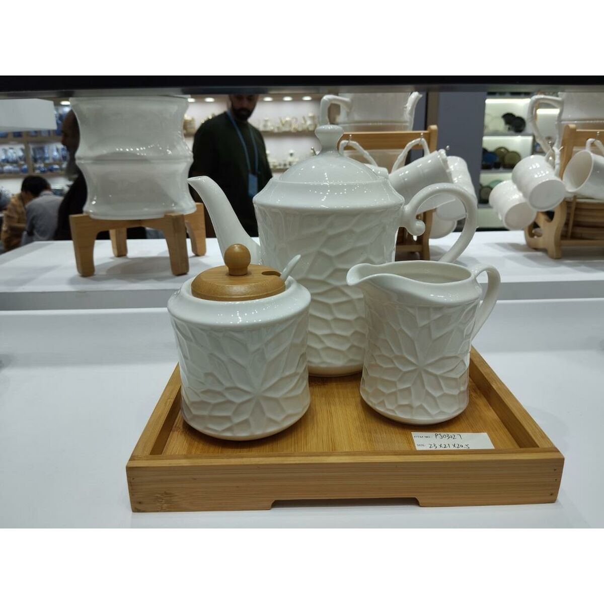 Galheteiro Home ESPRIT Branco Bambu Porcelana