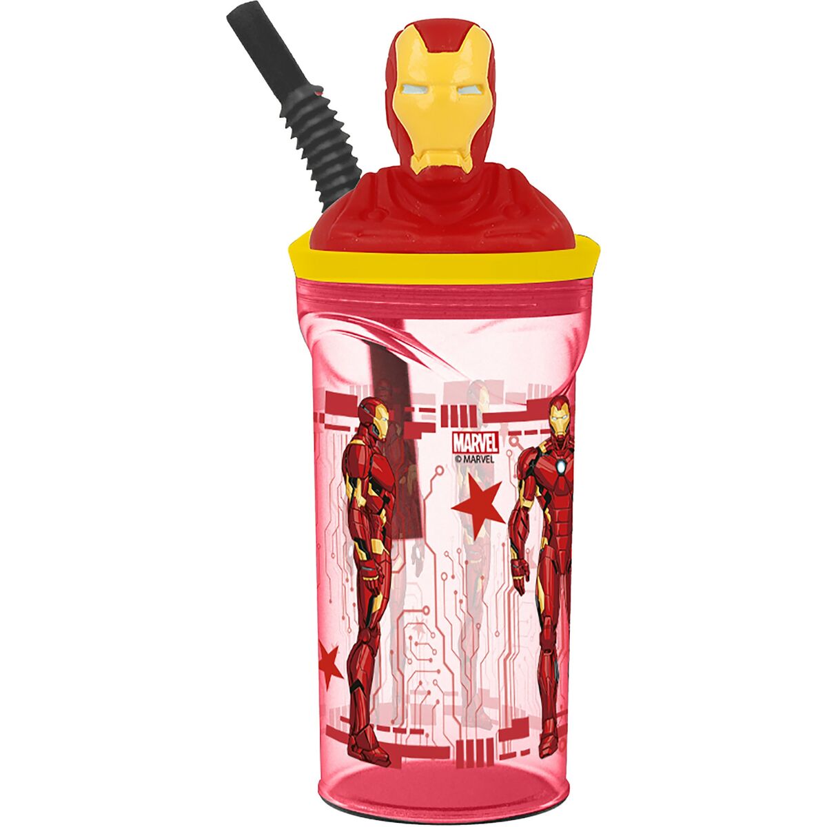 Copo com Palhinha The Avengers Iron Man Vermelho 3D