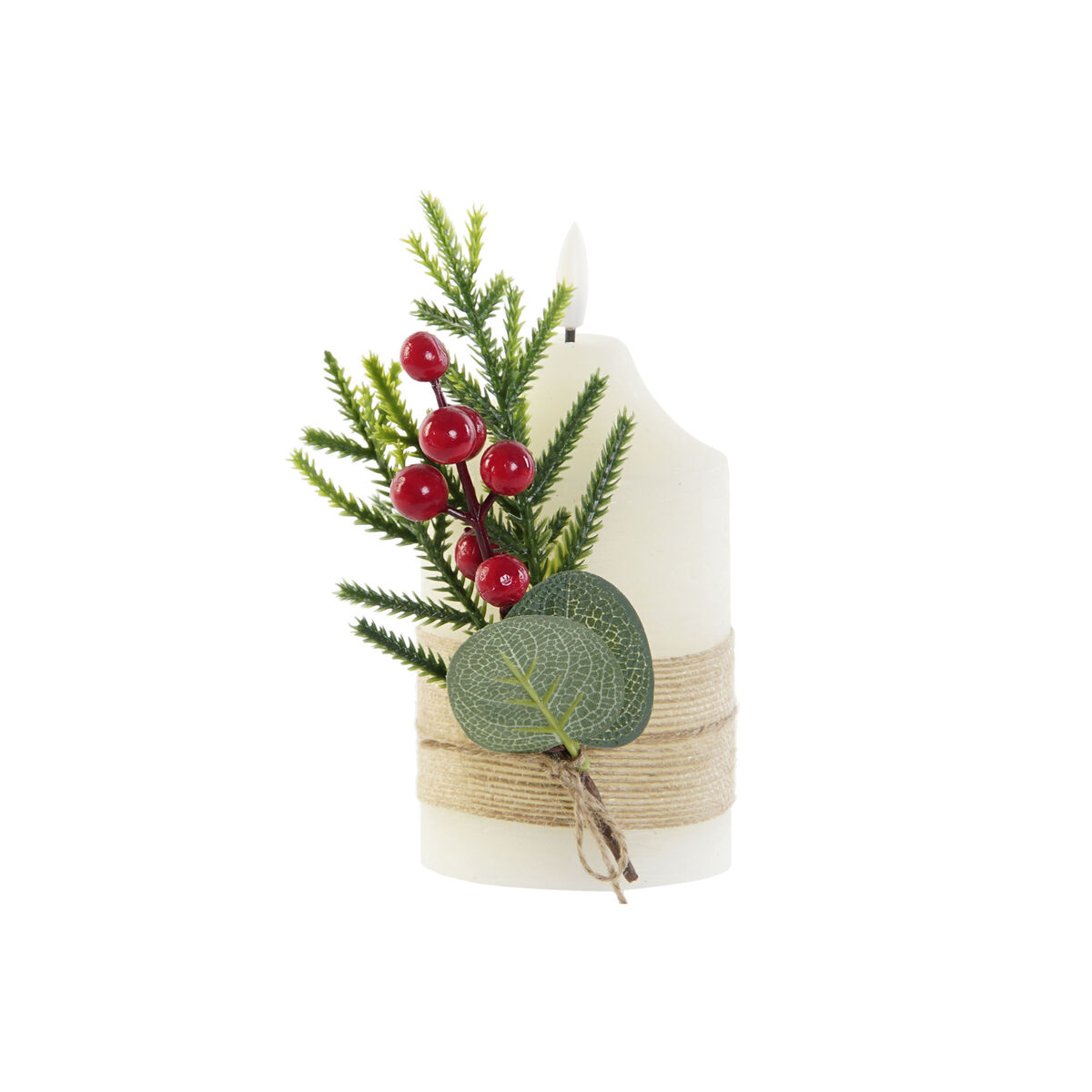 Vela LED DKD Home Decor Branco 7 x 7 x 12 cm (AA)