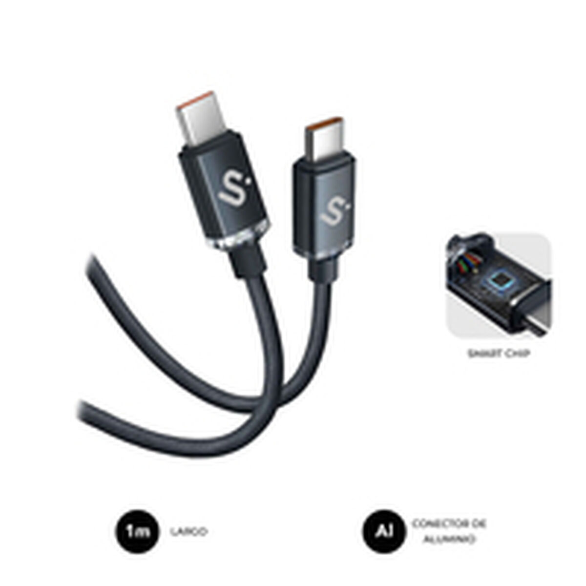 Cabo USB-C para USB-C Subblim OPTIMUS Preto 1 m