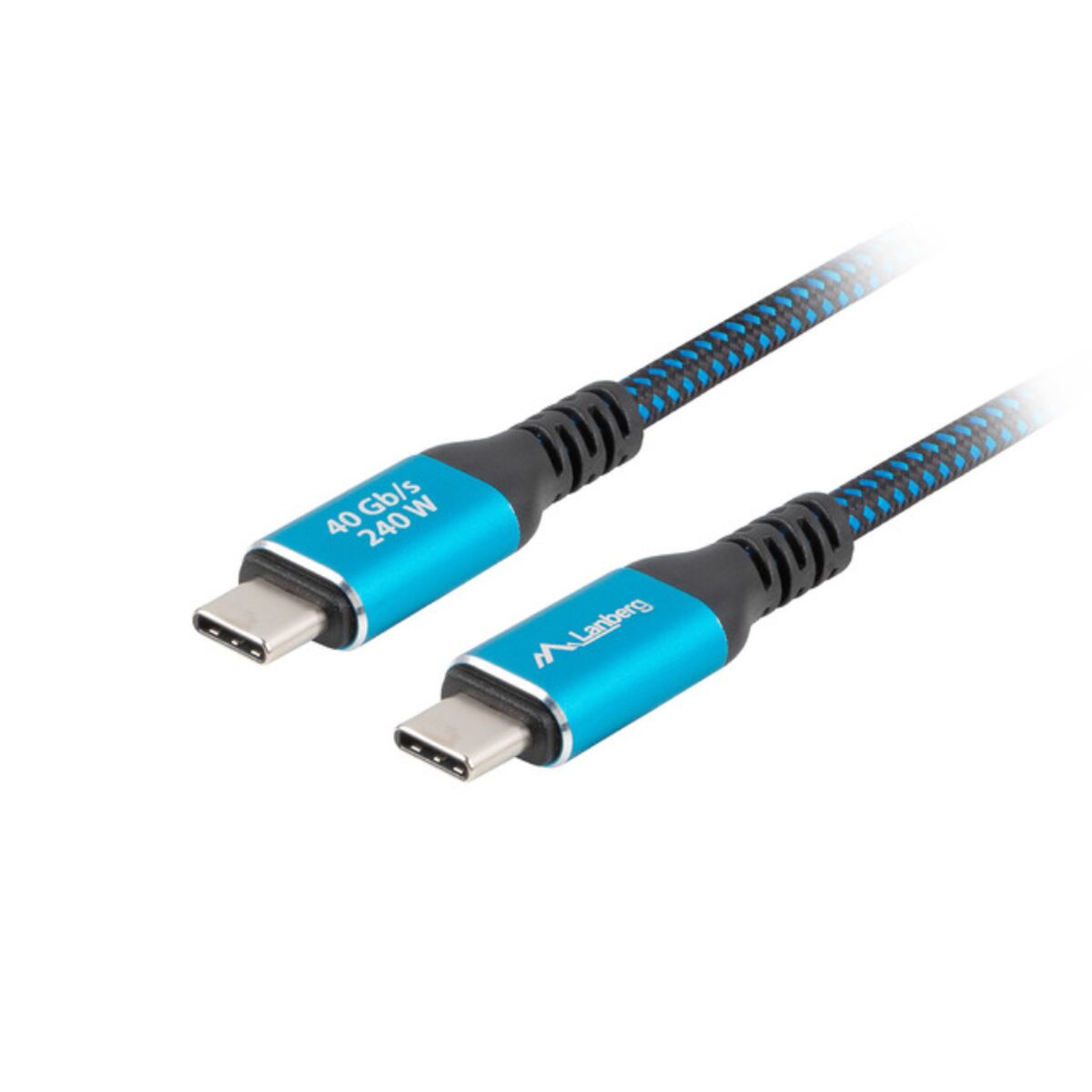 Cabo USB-C Lanberg CA-CMCM-45CU-0010-BK Azul Preto 1 m