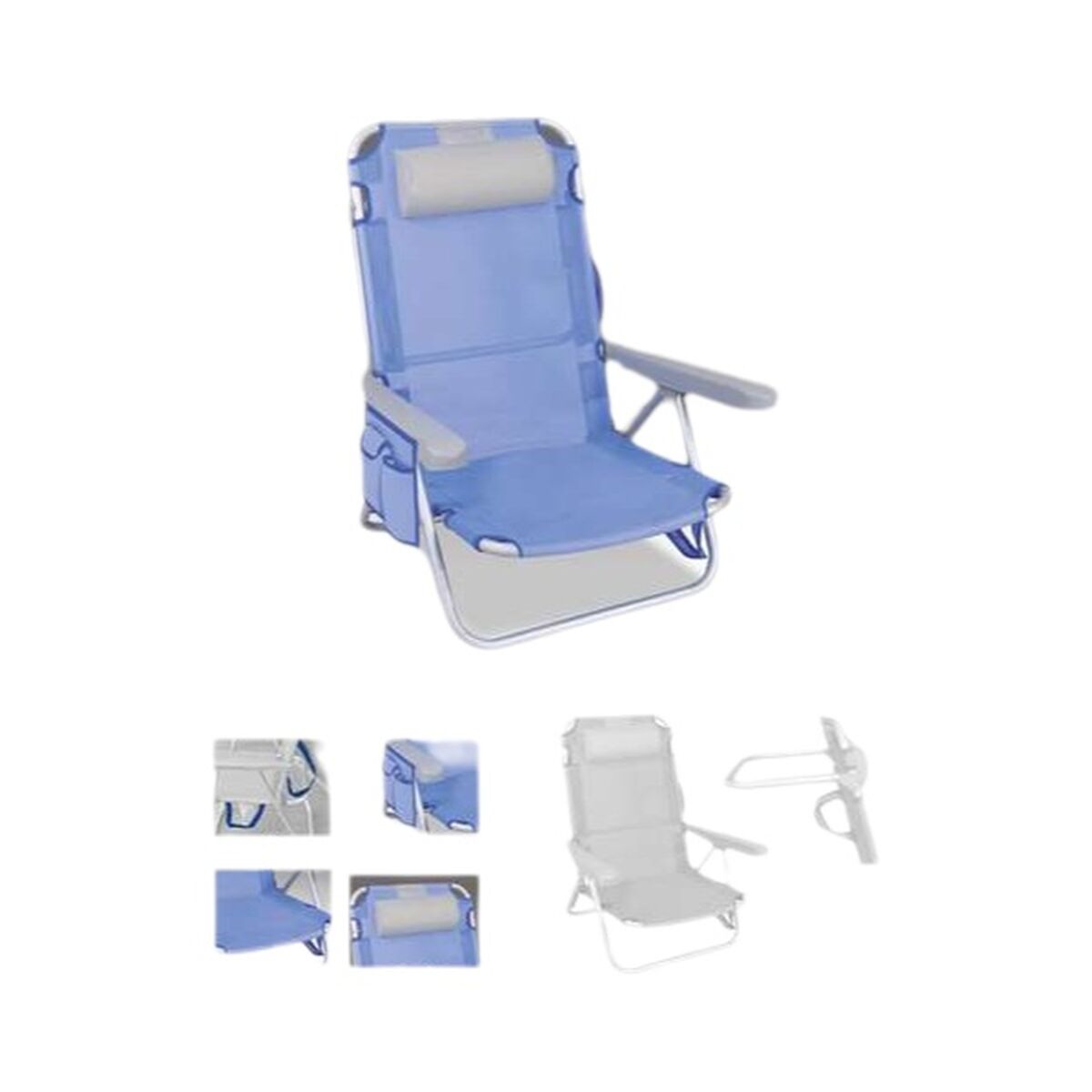 Cadeira de Praia Azul Cinzento 25 cm