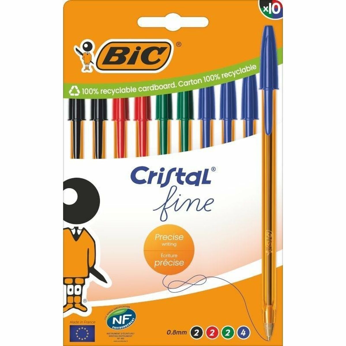 Conjunto de Canetas Bic Bic Cristal Fine 516356 Verde Multicolor