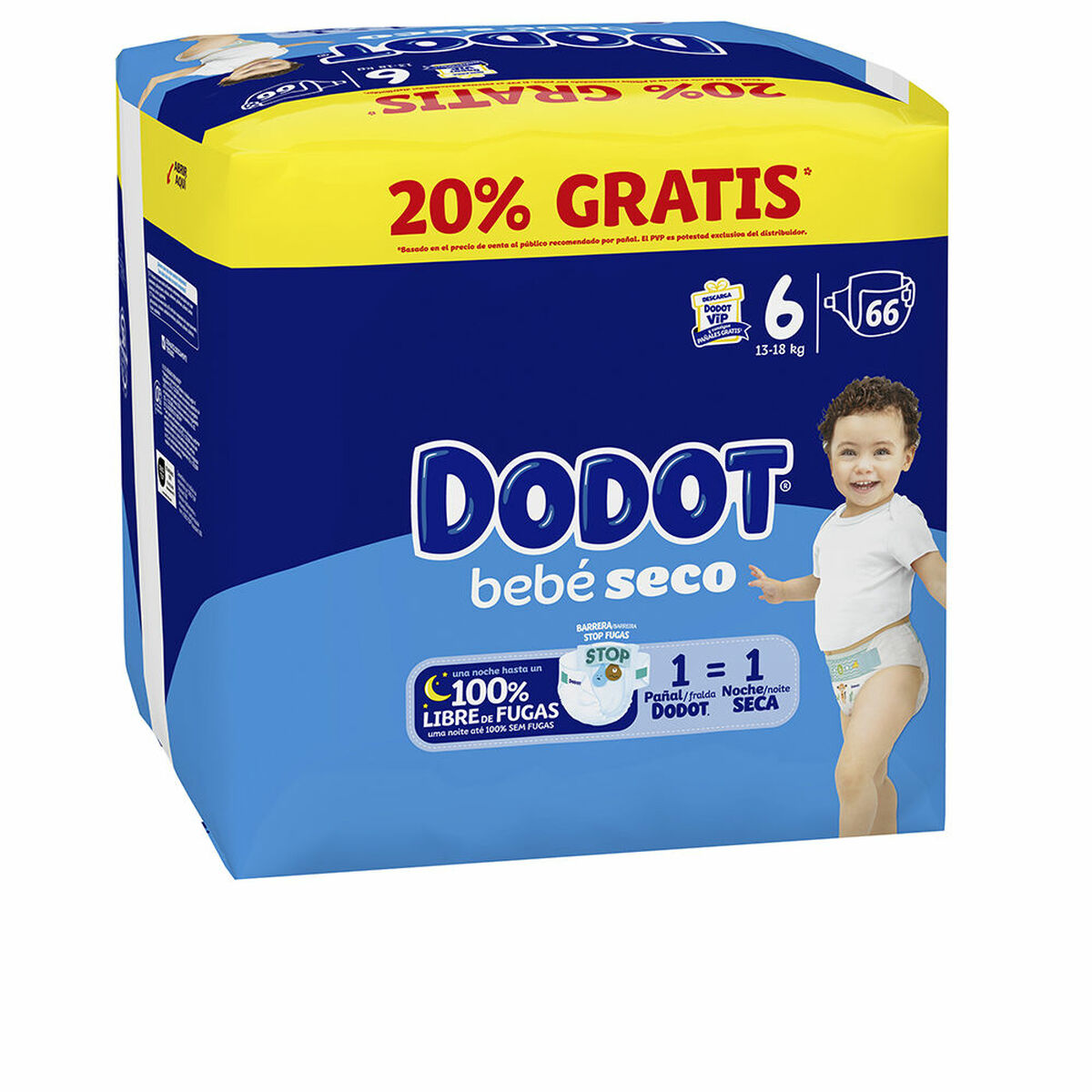 Fraldas descartáveis Dodot Etapas 6 66 Unidades