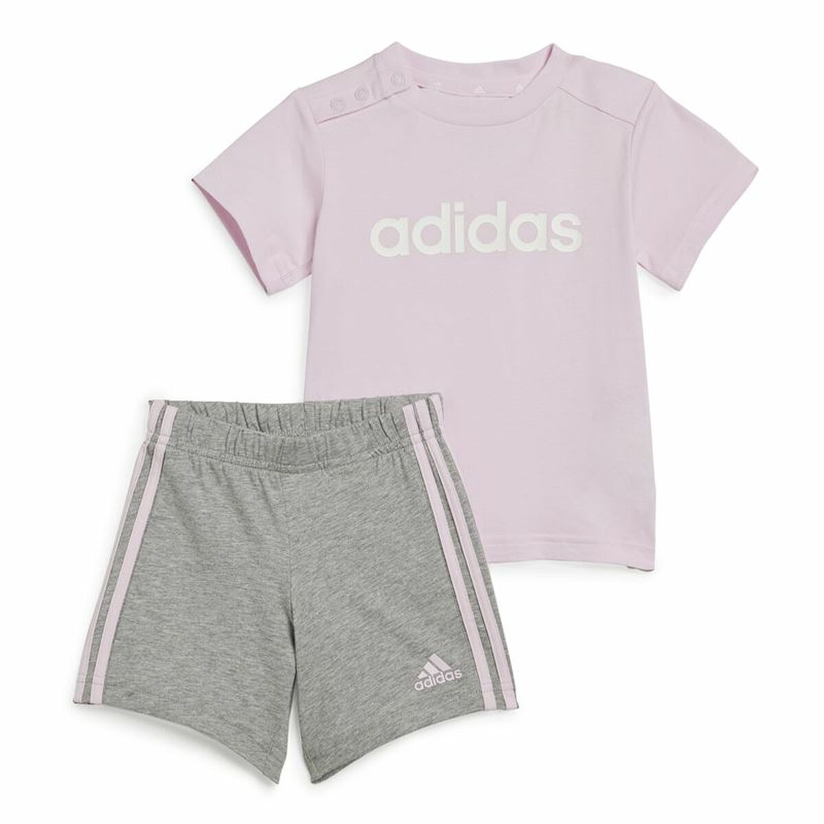 Conjunto de Desporto para Bebé Adidas I Lin Co Set Cinzento Cor de Rosa