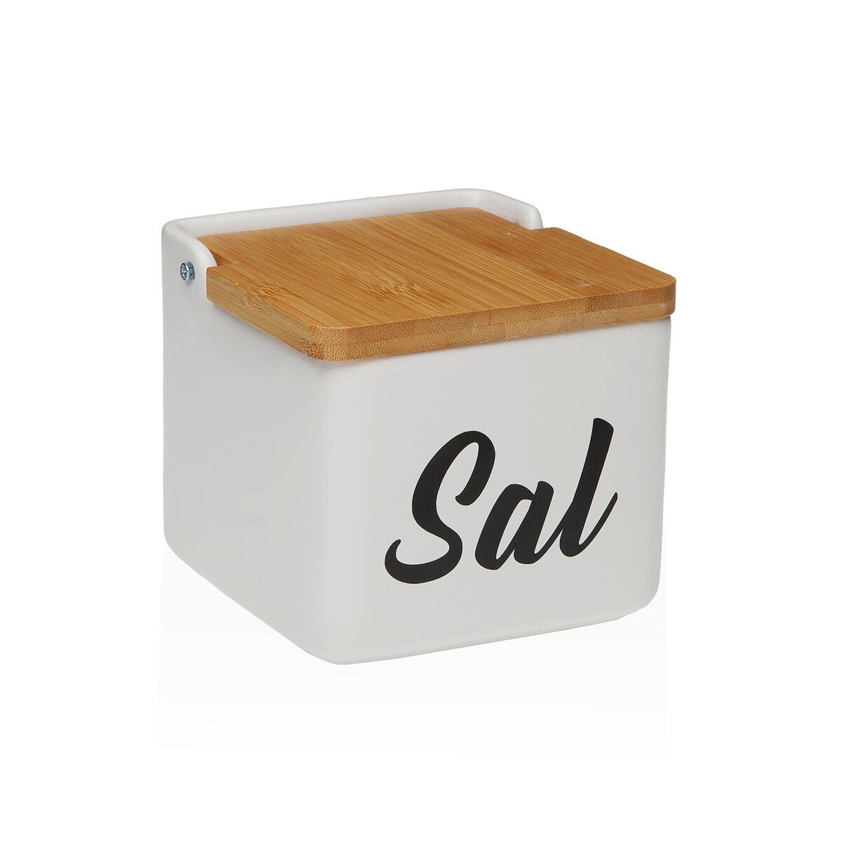Saleiro com Tampa Versa Sal Branco Cerâmica 12,2 x 11,5 x 12,2 cm
