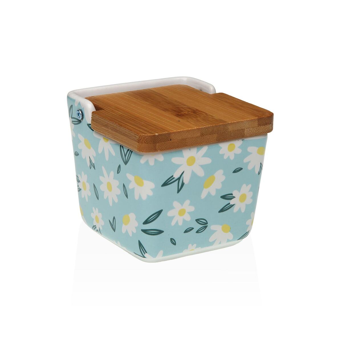 Saleiro com Tampa Versa DAISY Cerâmica 8,8 x 8,5 x 8,8 cm