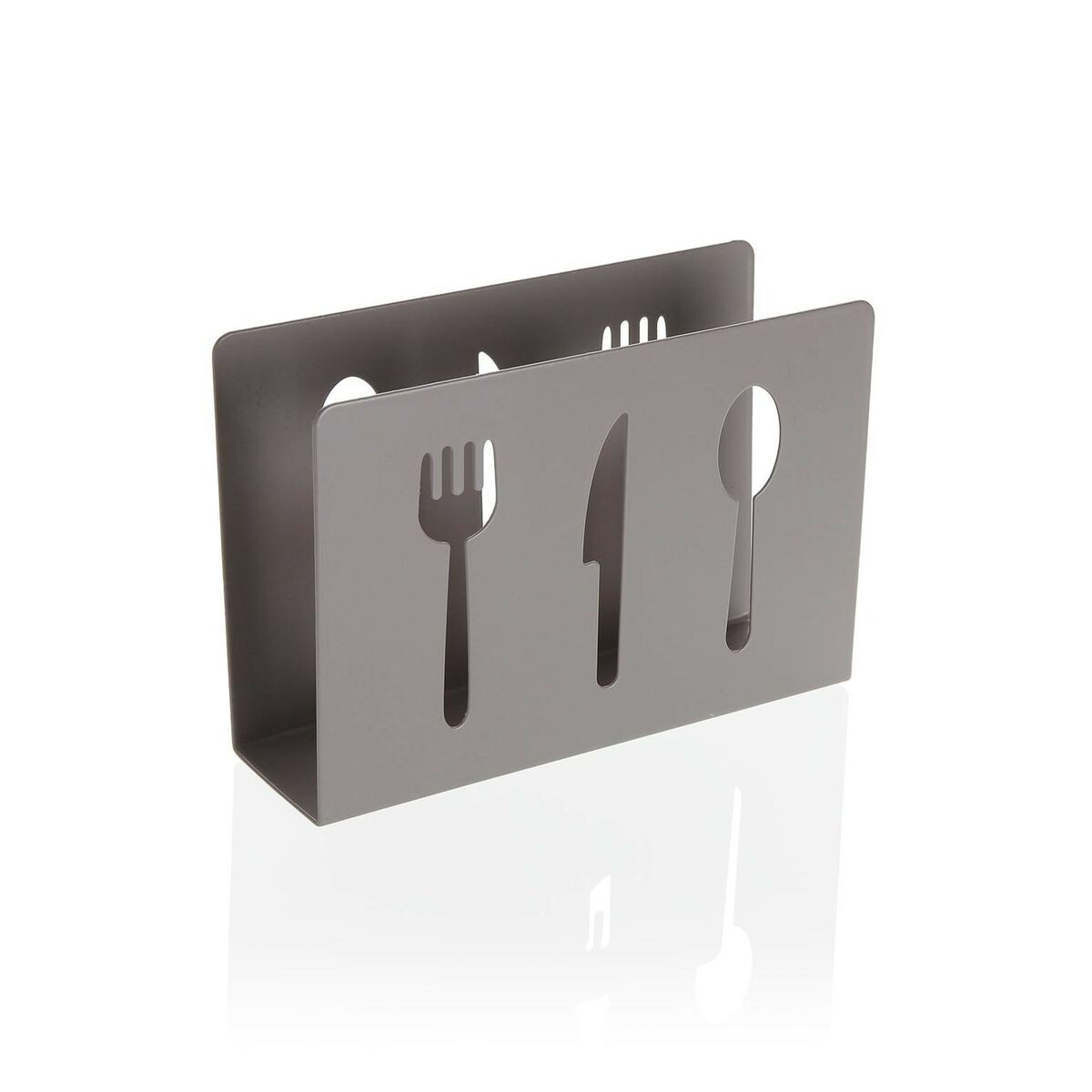 Porta-guardanapos Versa Cinzento Metal Cerâmica Aço Ferro 4,5 x 10 x 15 cm Talheres