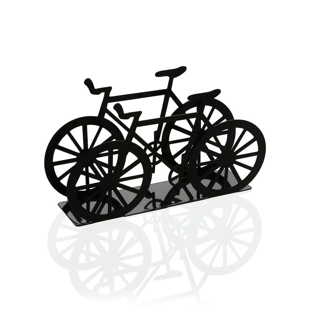 Porta-guardanapos Versa Preto Metal Cerâmica Aço Ferro 4,5 x 9,5 x 16,5 cm Bicicleta