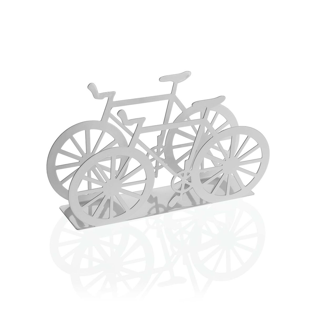 Porta-guardanapos Versa Branco Metal Cerâmica Aço Ferro 4,5 x 9,5 x 16,5 cm Bicicleta