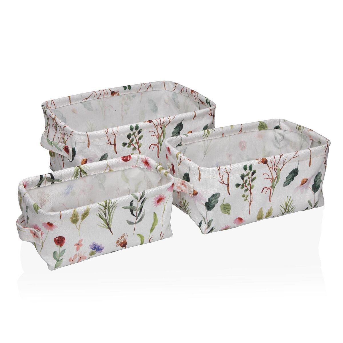 Cesta Multiusos Versa Têxtil 22 x 12 x 10 cm 18 x 14 x 28 cm 25 x 15 x 12 cm 28 x 18 x 14 cm