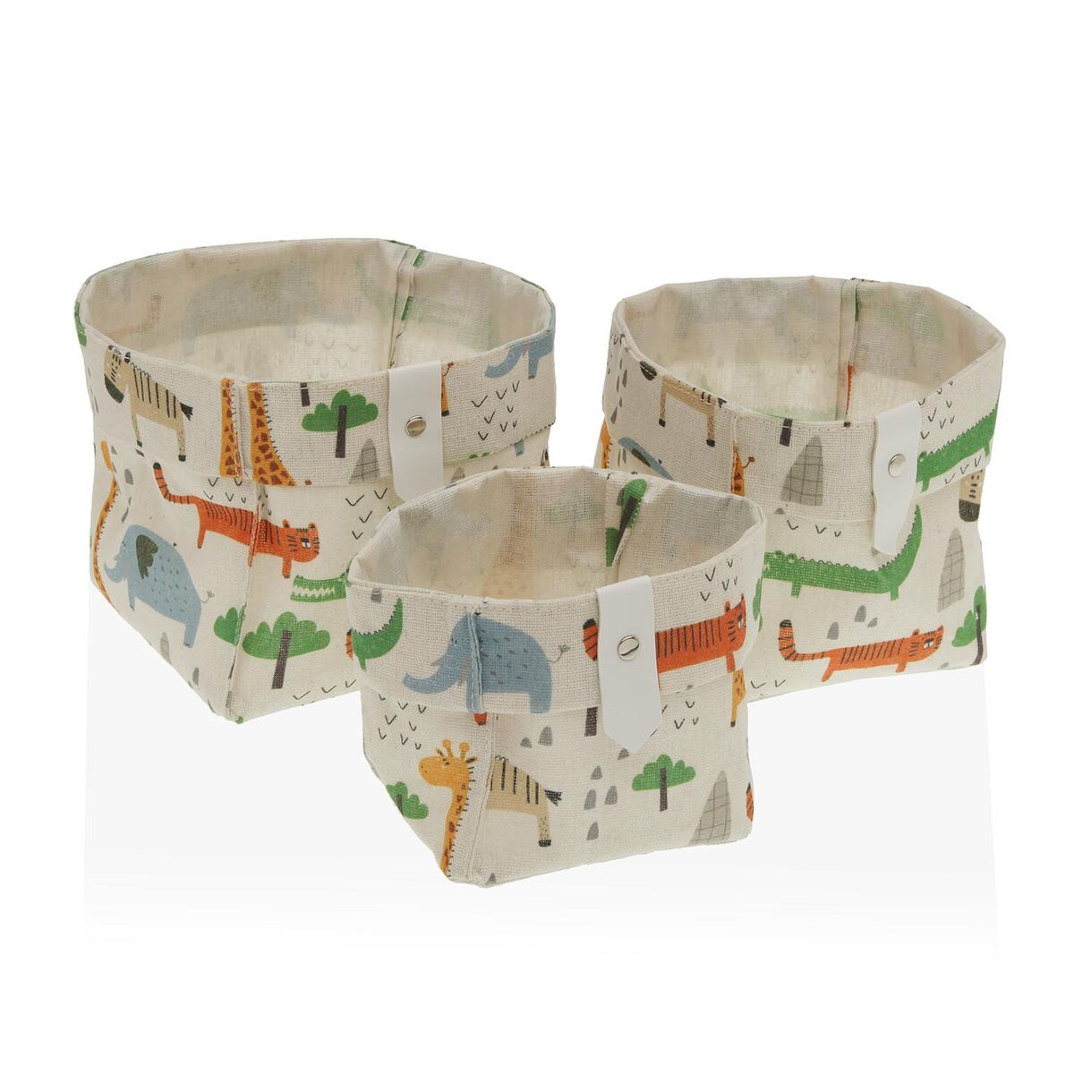 Cesta Multiusos Versa Têxtil 10 x 10 x 10 cm 14 x 14 x 14 cm 12 x 12 x 12 cm