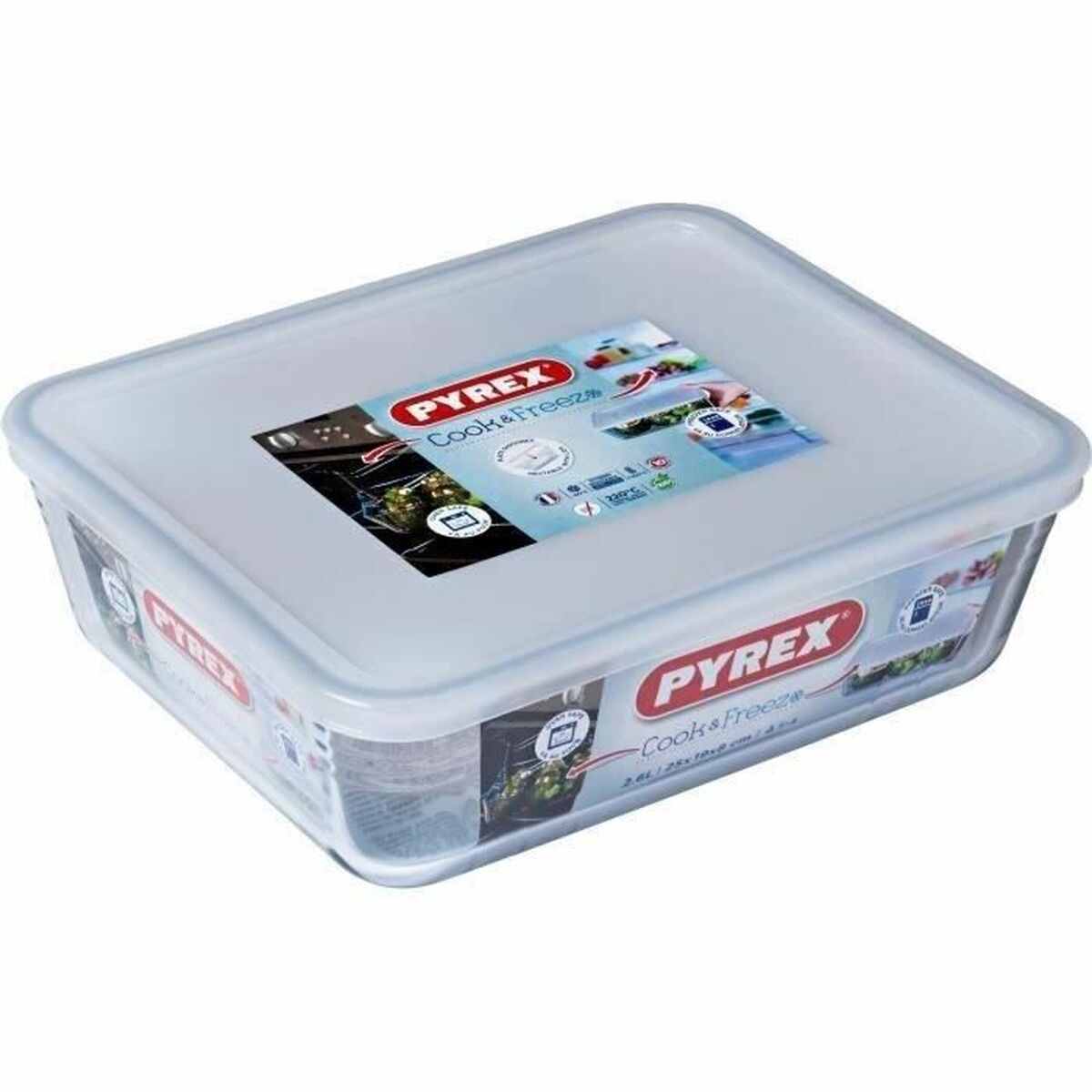 Recipiente para Conservar Alimentos Pyrex Branco Preto Transparente Clear Retangular
