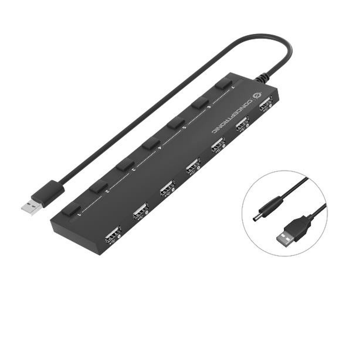 Hub USB Conceptronic 110516507101 Preto 90 cm 7 em 1 (1 Unidade)