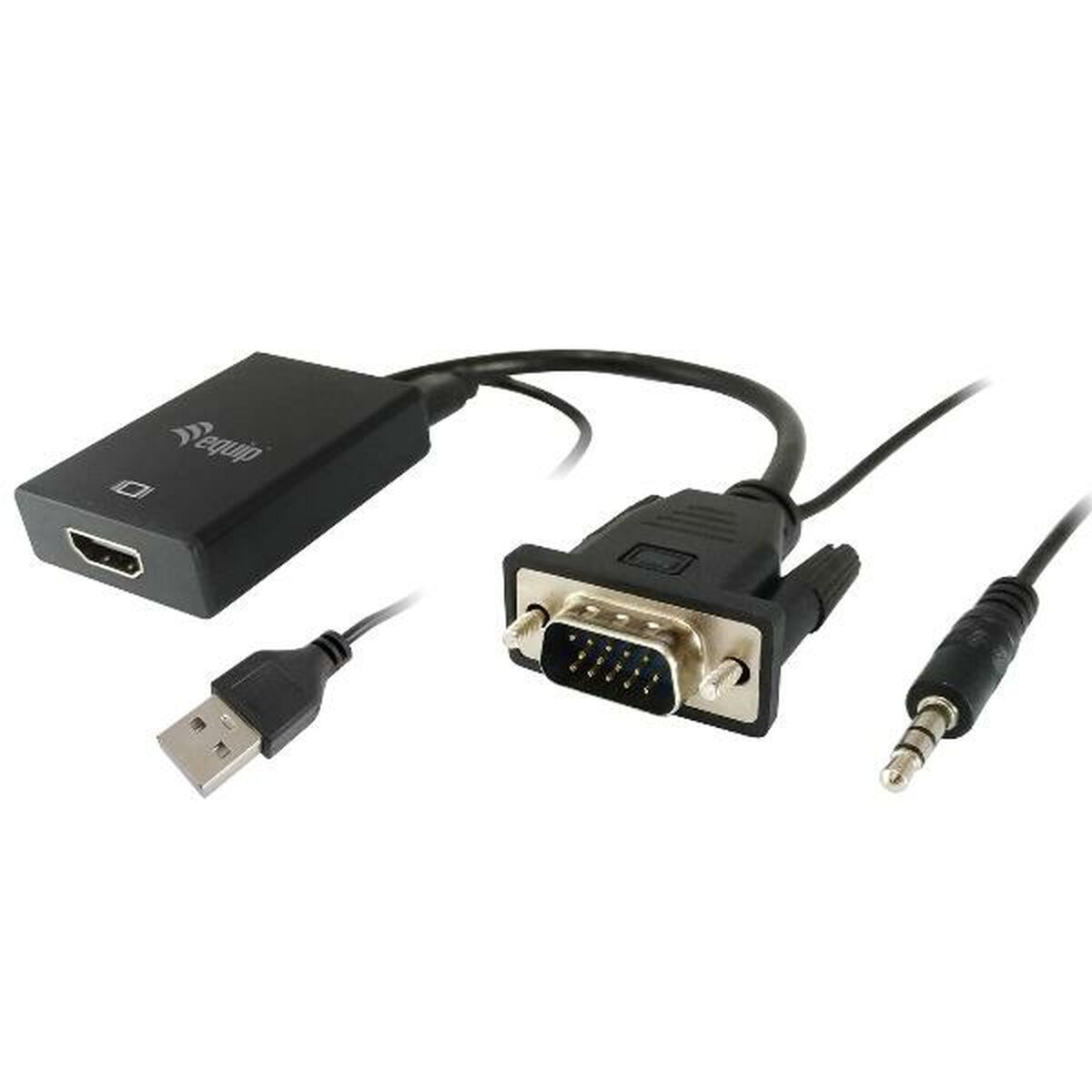 Adaptador VGA para HDMI com Áudio Equip 119038 Preto 20 cm